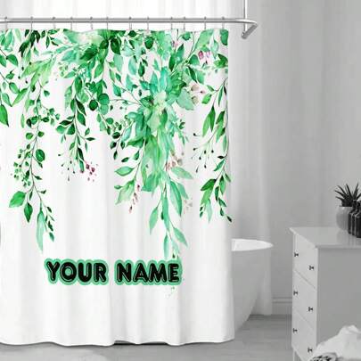 Tenda da doccia personalizzata blu con motivo a foglie di eucalipto ad acquerello, tenda da doccia botanica impermeabile in tessuto con foglie, tenda da finestra per il bagno, 72x72 pollici con ganci, decorazione per la casa e il bagno, decorazione autunnale, accessori per il bagno, ritorno a scuola