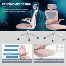 Ergonomic Office Chair M903, High Back Computer Desk Chair With Wheels, Comfy Mesh Office Chair With Adjustable Lumbar Support & Headrest, Black Swivel Executive Managerial Task Chair - 粉色 - 查看 3