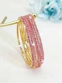 6 件装 2 毫米超薄水钻水晶弹性网球手链，适合女士，时尚派对配饰 - 彈性手鍊 - 查看 30