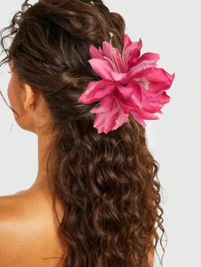 Sirith 1 件波西米亚风格百合花发夹，花爪情人节发夹发夹发夹发夹发夹接发夹，海滩配饰秋冬发饰女士度假装女士