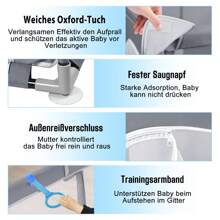 LILIIN Playpen Baby Playpen 127x127x68cm / 150x180x68cm / 180x200x68cm Baby Fence Barrier With Breathable Net Ball Pit - Grey - 180x200x68cm - View 2