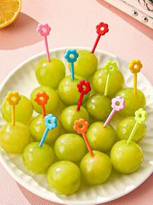 10入組卡通動物設計迷你水果叉可愛創意便當盒裝飾叉小甜點叉卡通牙籤
