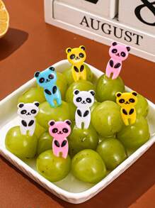 10入組卡通動物設計迷你水果叉可愛創意便當盒裝飾叉小甜點叉卡通牙籤