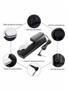 Pedal Piano Piano Sustain Pedal Pedal Universal para Pianos Eléctricos y Digitales con Interruptor de Polaridad Pedal de Sostenido Suela de Goma Antideslizante - Multicolor - Ver 5