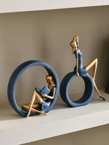 1入組'閱讀OK'孔雀舞裙少女造型樹脂工藝書架擺件，適用於客廳、酒櫃、門廳或臥室家居裝飾，是送給朋友或作為紀念品的禮物。 - 彩色 - 查看 5