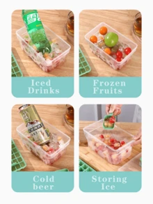 Ice Cube Tray With Lid And Bin, 2 Packs For Freezer, 68Pcs Ice Cube Mold-Green - Green - View 5