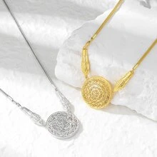 1pc S925 Sterling Silver Hollow Out Necklace, Suitable For Men And Women Daily Wear - Yellow Gold - View 3