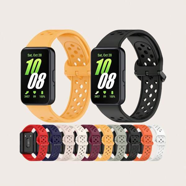 1 قطعة حزام سيليكون ملائم وقابل للتنفس بأبزيم ملون متوافق مع ساعة Galaxy Fit 3 R390، سوار بديل مصنوع من المطاط توافق مع أحزمة ساعات Fit3 السيليكونية كهدية للطلاب في العودة للمدرسة