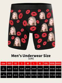 定制男士平角内裤个性化内裤带照片图片定制女友脸部平角裤，情人节礼物，1 件