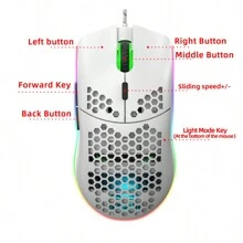 HXSJ Wired Keyboard And Mouse Combo, 68-Key Membrane Keyboard, Black & White Dual-Color RGB Backlight, USB Plug & Play, ABS Material, Suitable For Home, Office And Gaming (Model: V200 + J900) - 白色 - 查看 6
