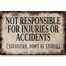 1pc Swimming Pool Safety Sign - Not Responsible For Injuries Or Accidents - Vintage  Sign 8x12 Inches\30x20cm - multicolor - View 3