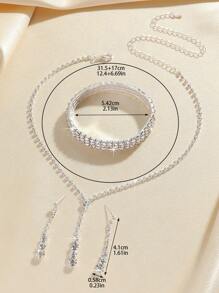 4入組全鑲鑽石高貴優雅簡約精緻百搭高檔項鏈，內含耳環和手鍊，適用於女性日常通勤、婚禮派對、節日假期禮物，珠寶套裝 - 百搭基本款 - 查看 10