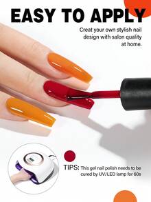 10ML YOKEFELLOW Gel Nail Polish Set, 6pcs Orange Black White Color Hot Seller Semi-Permanent Nail Gel Polish Set For French Nails Soak Off UV Lamp For Women And Girls Nail Art DIY At Home And As A Perfect Gift - Multicolor - View 5