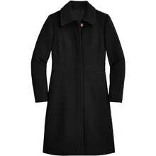 PiePieBuy女款優雅單排扣長袖中毛呢大衣，適用於辦公室工作或休閒穿搭的豌豆大衣 - 黑色 - 查看 2