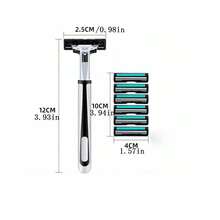 手動刮鬍刀，便攜雙邊刀片刨刀，小型可清洗三合一修鬍器 - 彩色 - 查看 2
