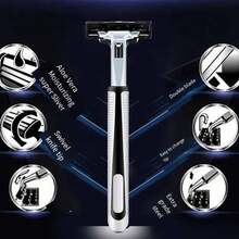 手動刮鬍刀，便攜雙邊刀片刨刀，小型可清洗三合一修鬍器 - 彩色 - 查看 3