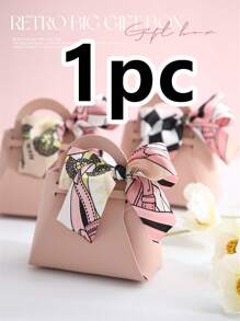 1入/5入組歐式時尚婚禮和派對禮品袋，配有絲巾，節日禮品包裝 - 粉色 - 查看 10