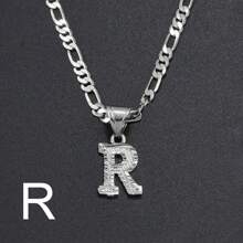 1入組女性金/銀鍍A-Z字母吊墜項鍊首飾類適用於生日,派對,婚禮 - 銀色 - 查看 35