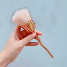 1支装美甲粉尘刷，粉色玫瑰造型，清洁刷，适用于指甲、化妆品、粉底、腮红的清洁和修剪，多功能玫瑰花美甲刷 - 指甲粉尘清洁刷、粉底、腮红化妆刷，旅行必备