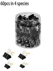 100 piezas de clips para carpeta de tamaños surtidos, extra grande, grande, mediano, pequeño, mini y micro, clips de papel para oficina, hogar y escuela, para cubrir diferentes necesidades - Negro, de vuelta a la escuela, útiles escolares