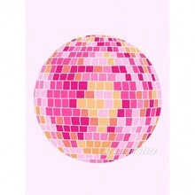 1入組 粉紅色迪斯科球舞池迪斯科派對時尚海報印刷 复古牆藝畫布油畫 家居俱樂部酒吧裝飾，無框 - 彩色 - 查看 9