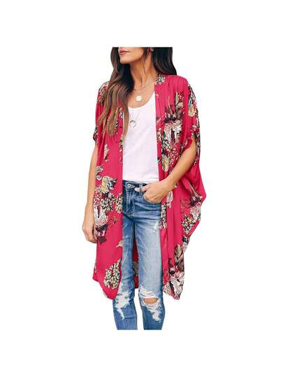 BZB Womens Oversized Floral Kimono Cardigans Summer Casual