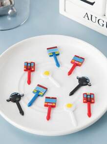 10入組卡通動物設計迷你水果叉可愛創意便當盒裝飾叉小甜點叉卡通牙籤