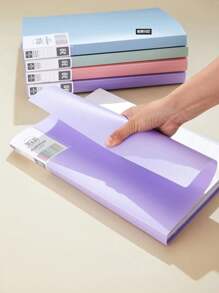 1 pieza Carpeta de archivo de varios niveles de unicolor, archivador A4 con fundas transparentes para papeles y documentos, de gran capacidad (tarjeta de etiqueta de portada aleatoria)