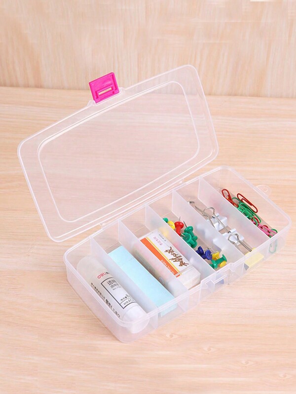 1pc Hair Clip & Jewelry Storage Box With Multiple Compartments Storage Box For Beauty Makeup And Hair Tools, Small Box For Rubber Band Clips And Hair Accessories, Portable Compartment Box With Buckle