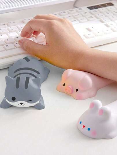 1pc Cute Wrist Rest, Support For Mouse Keyboard Computer Elbow Pad Arm Rest, For Desk, Ergonomic, Kawaii, Office Supplies, Slow Rising, PU Mouse Pad Cat, Piggy, Dog, Rabbit,Frog,Bear,Panda,Duck. Back To School Gaming Mouse Pad