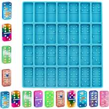 1pc Resin Casting Domino Mold, Epoxy Resin Professional Domino Mold, 28 Cavities Domino Mold, Solid Silicone Mold For Diy Pendant, Cake, Jewelry Making