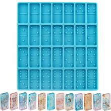 1pc Resin Casting Domino Mold, Epoxy Resin Professional Domino Mold, 28 Cavities Domino Mold, Solid Silicone Mold For Diy Pendant, Cake, Jewelry Making