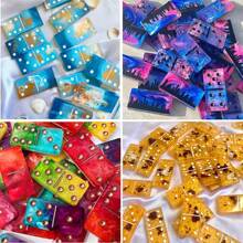 1pc Resin Casting Domino Mold, Epoxy Resin Professional Domino Mold, 28 Cavities Domino Mold, Solid Silicone Mold For Diy Pendant, Cake, Jewelry Making
