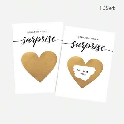 10-pack överraskningskort med hjärtformade klistermärken och kuvert, överraskningskort, skrapkort för graviditetsmeddelanden, födelsedagspresentkort, jul