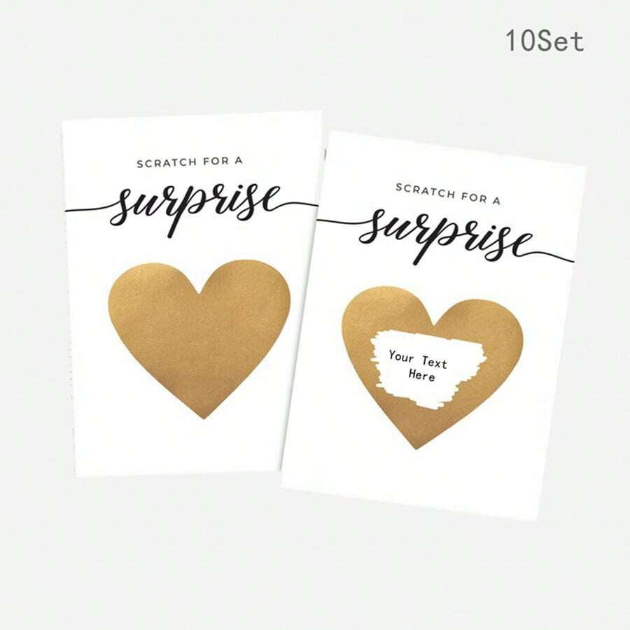 10Set Surprise Scrathc Off Cards With Heart Shaped Stickers And Envelopes, Surprise Announcement Cards, Scratch Off Pregnancy Announcement Cards, Birthday Gift Cards,Christmas - White - View 1