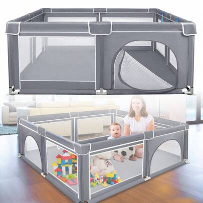 LILIIN Playpen Baby Playpen 127x127x68cm / 150x180x68cm / 180x200x68cm Baby Fence Barrier With Breathable Net Ball Pit