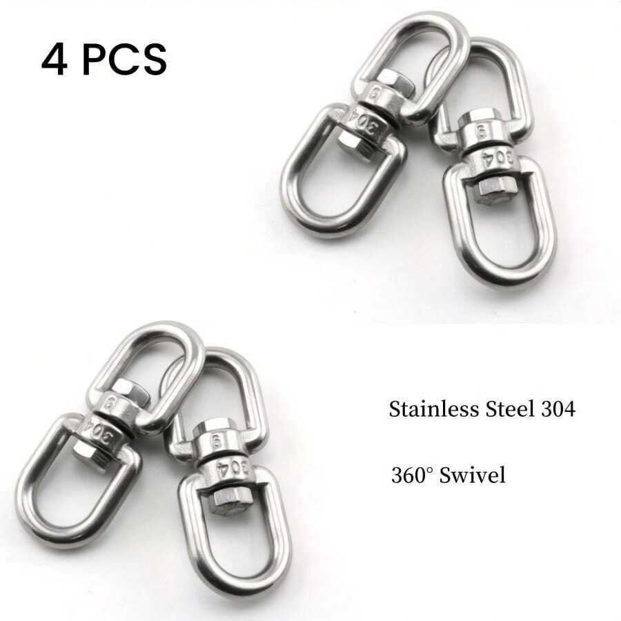 4 Pack M8 Double Ended Swivel Eye Hook, 304 Stainless Steel Eye To Eye