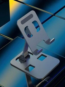 1入灰色鋁合金桌面可折疊便攜式手機架，適用於休閒觀看直播的智能手機和平板電腦架 - 灰色 - 查看 4