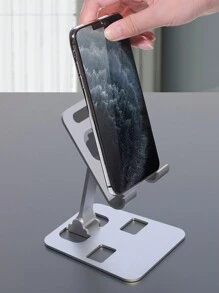 1入灰色鋁合金桌面可折疊便攜式手機架，適用於休閒觀看直播的智能手機和平板電腦架 - 灰色 - 查看 2