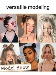 Tóc giả búi mini tổng hợp có kẹp nhỏ Tóc nối búp hoa mềm mại cho cô gái bận rộn Túi đựng tóc giả uốn xoăn cho phụ nữ dùng được mọi mùa - Light Brown - Xem 9