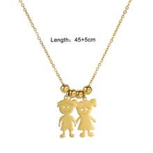 不锈钢男女童吊坠个性化定制项链，可刻名字、日期，串珠项链，个性化名字男女童吊坠项链，母亲节礼物，不锈钢首饰，家庭首饰，生日派对配饰，友谊礼物，夏季首饰，女士沙滩配饰 - 金色 - 查看 8