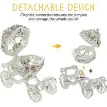 1pc Rhinestone Crystal Pumpkin Carriage Jewelry Box - Elegant Diamond Gift Collection And Jewelry Storage,Halloween, Desktop Decorations, Holiday Decorations - Multicolor - View 9