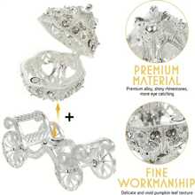 1pc Rhinestone Crystal Pumpkin Carriage Jewelry Box - Elegant Diamond Gift Collection And Jewelry Storage,Halloween, Desktop Decorations, Holiday Decorations - Multicolor - View 10