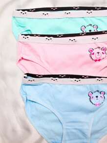 Set de 6 calzones de algodón para niña con diseño de osito, diversos colores, comodo y tierno. (Los colores se envían al azar) - Multicolor - Ver 2