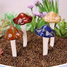 4入組蘑菇庭院裝飾，陶瓷蘑菇裝飾品，仙女花園支架陶瓷草坪裝飾植物支架 - 彩色 - 查看 5