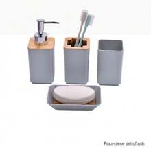 4/8入組家用浴室漱口杯套裝，牙刷杯及洗漱用品套裝，浴室淋浴配件套裝，垃圾桶及馬桶刷 - 彩色 - 查看 15