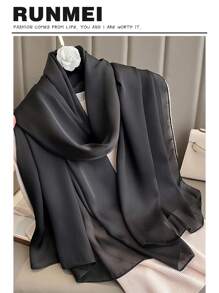 1pc Solid Soft Chiffon Women Scarf Ladies Wrap - Black - View 1