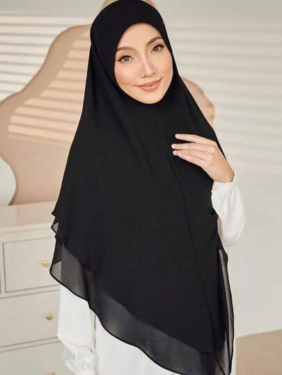 1 st dubbelskiktad chiffong instant hijab