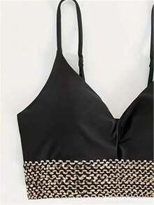 女士黑色两件套比基尼套装 性感欧美跨境泳衣夏季沙滩比基尼套装 - 黑色 - 查看 5