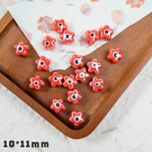 10pcs Colorful Flower Shaped Hand Painted Ceramic DIY Beads For Bracelet, Necklace, Earrings, Phone Charm Pendant Jewelry Making Valentines